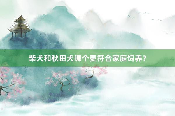 柴犬和秋田犬哪个更符合家庭饲养?
